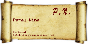 Paray Nina névjegykártya